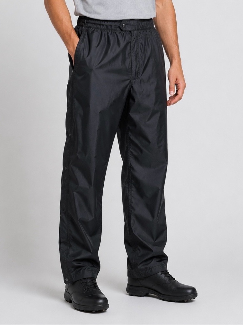 FootJoy DryJoys Golf Pants Mens L Black Snap Side Waterproof Rain Adjustable